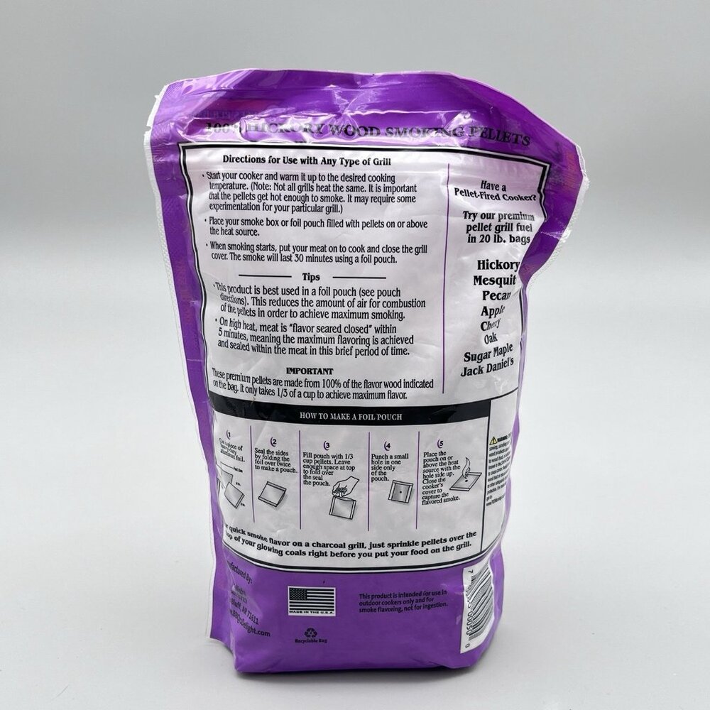 BBQr's Delight 100% All Natural Wood Grilling Pellets Smoke Flavor Hickory 1 lb - Picture 2 of 2
